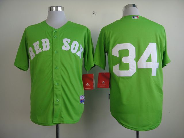 Men Boston Red Sox #34 Ortiz Green MLB Jerseys->boston red sox->MLB Jersey